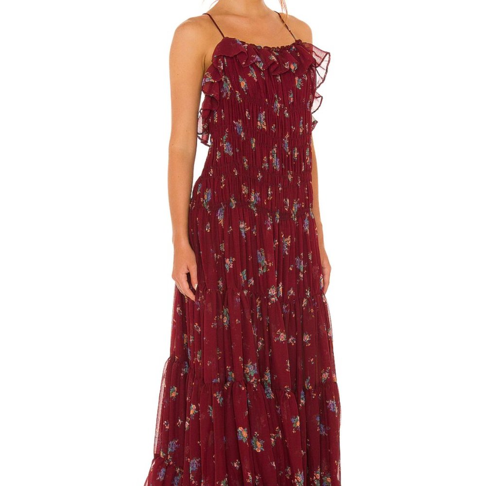 Free People Cloud Nine Maxi Dress Floral Berry Size M